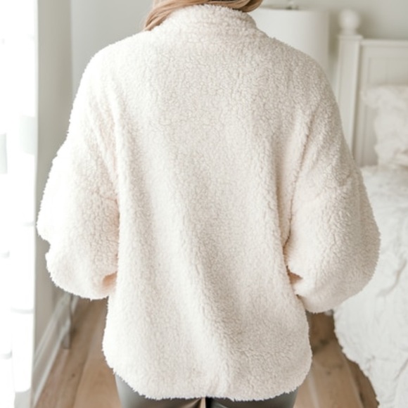 Cozy Zip Up Sherpa Jacket Cream - Picture 2 of 3